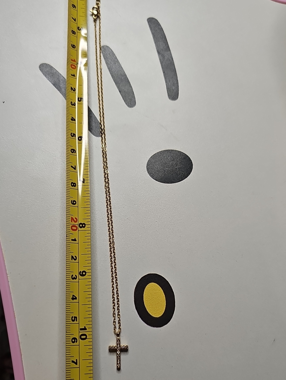 Gold Or Silver Cross Necklace Embellised 18in Chain New Steel - Picture 4 of 6
